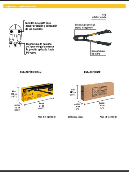 Cortapernos de 12 pulgadas con mango tubular