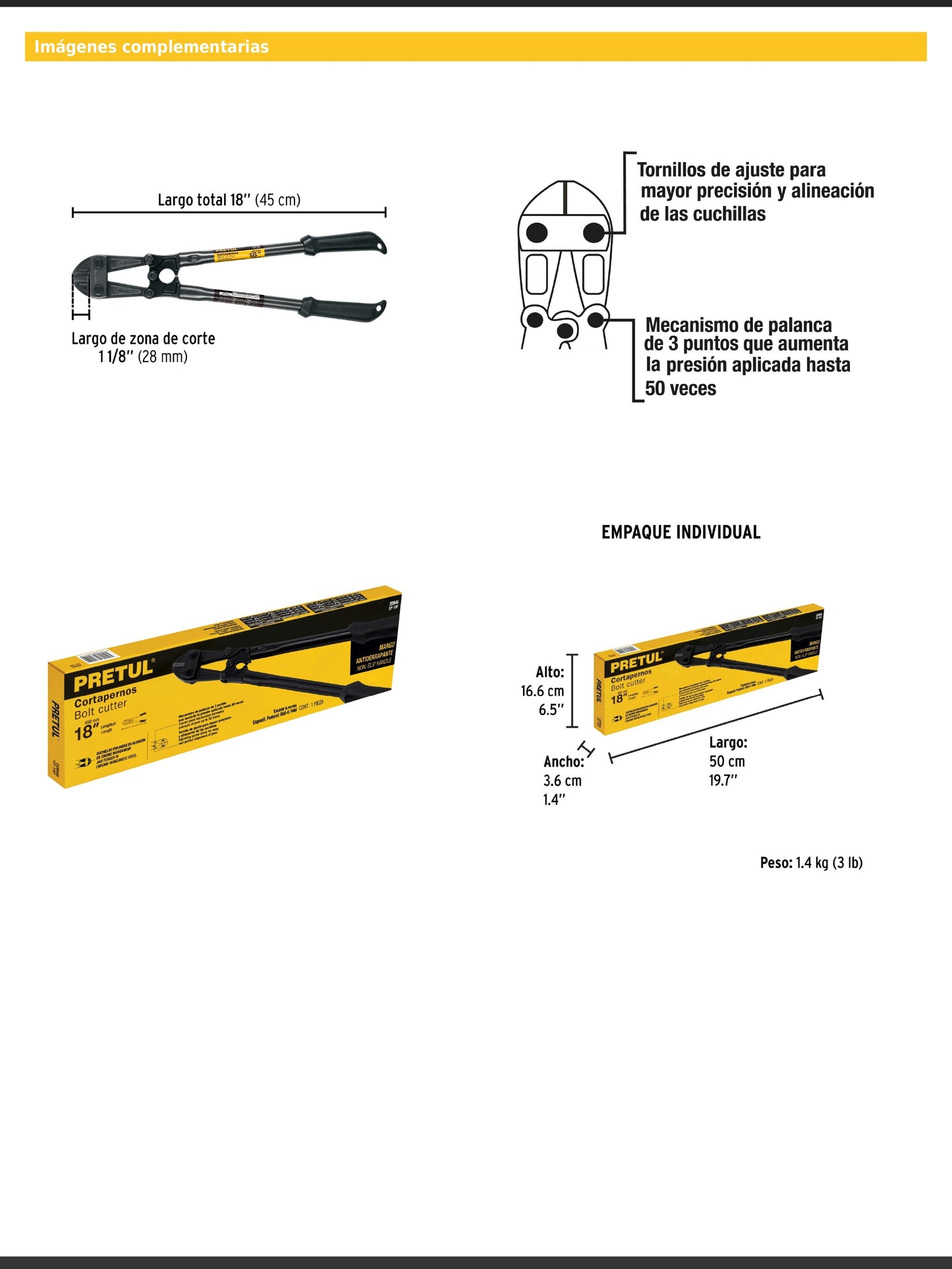 Cortapernos de 18 pulgadas con mango tubular