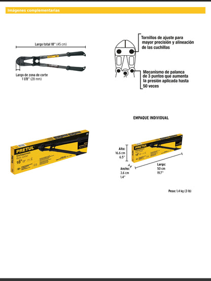 Cortapernos de 18 pulgadas con mango tubular