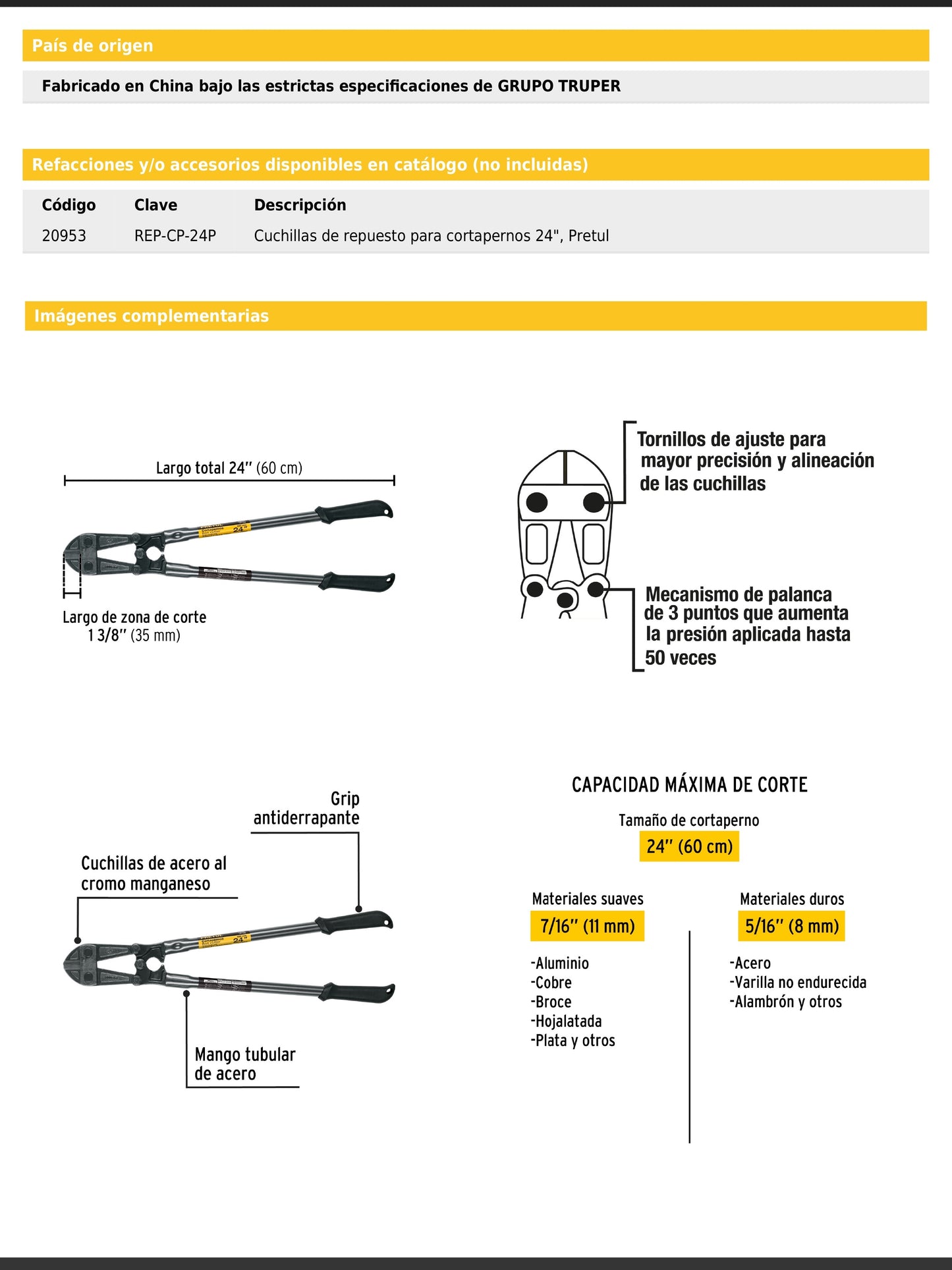 Cortapernos de 24 pulgadas con mango tubular
