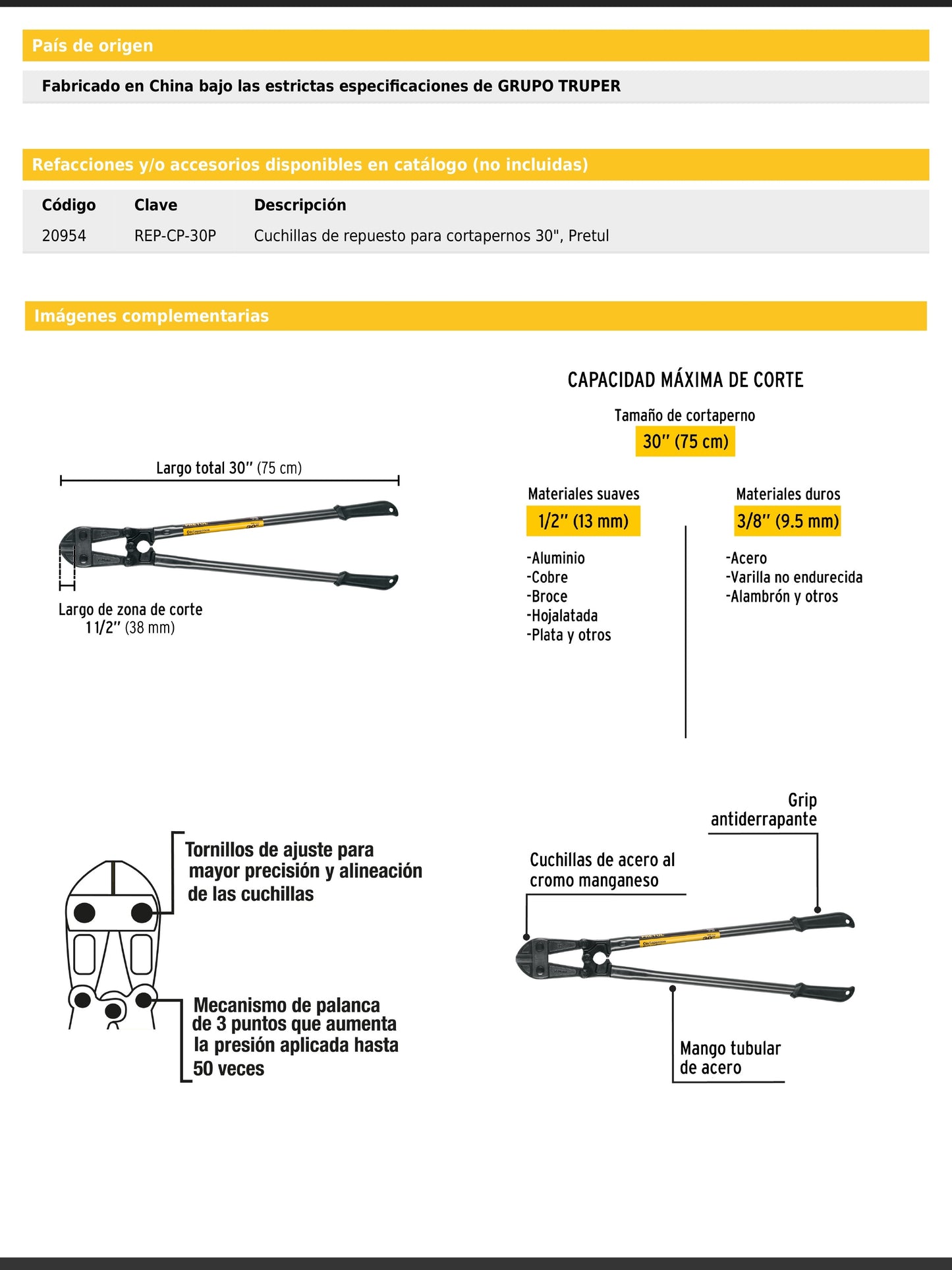 Cortapernos de 30 pulgadas con mango tubular