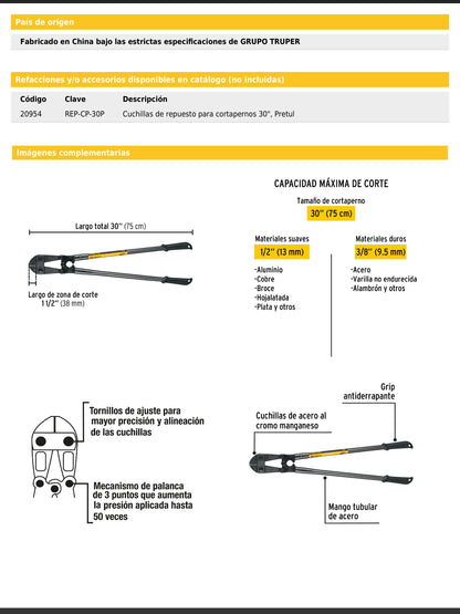 Cortapernos de 30 pulgadas con mango tubular