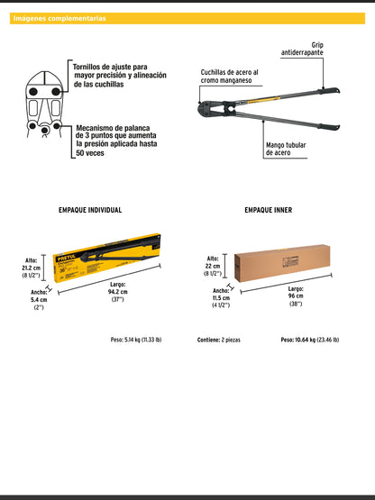 Cortapernos de 36 pulgadas con mango tubular