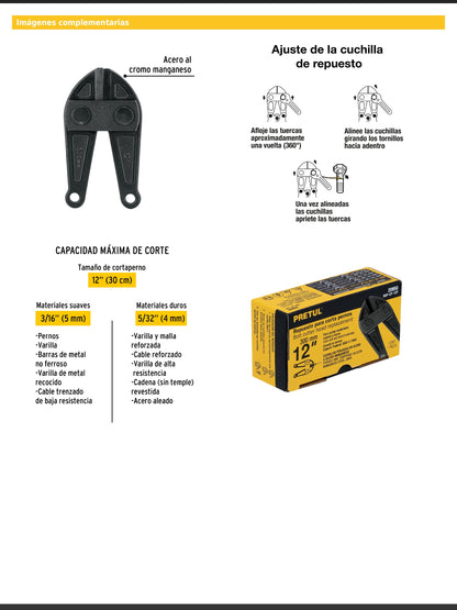 Cuchillas de repuesto para cortapernos de 12 pulgadas
