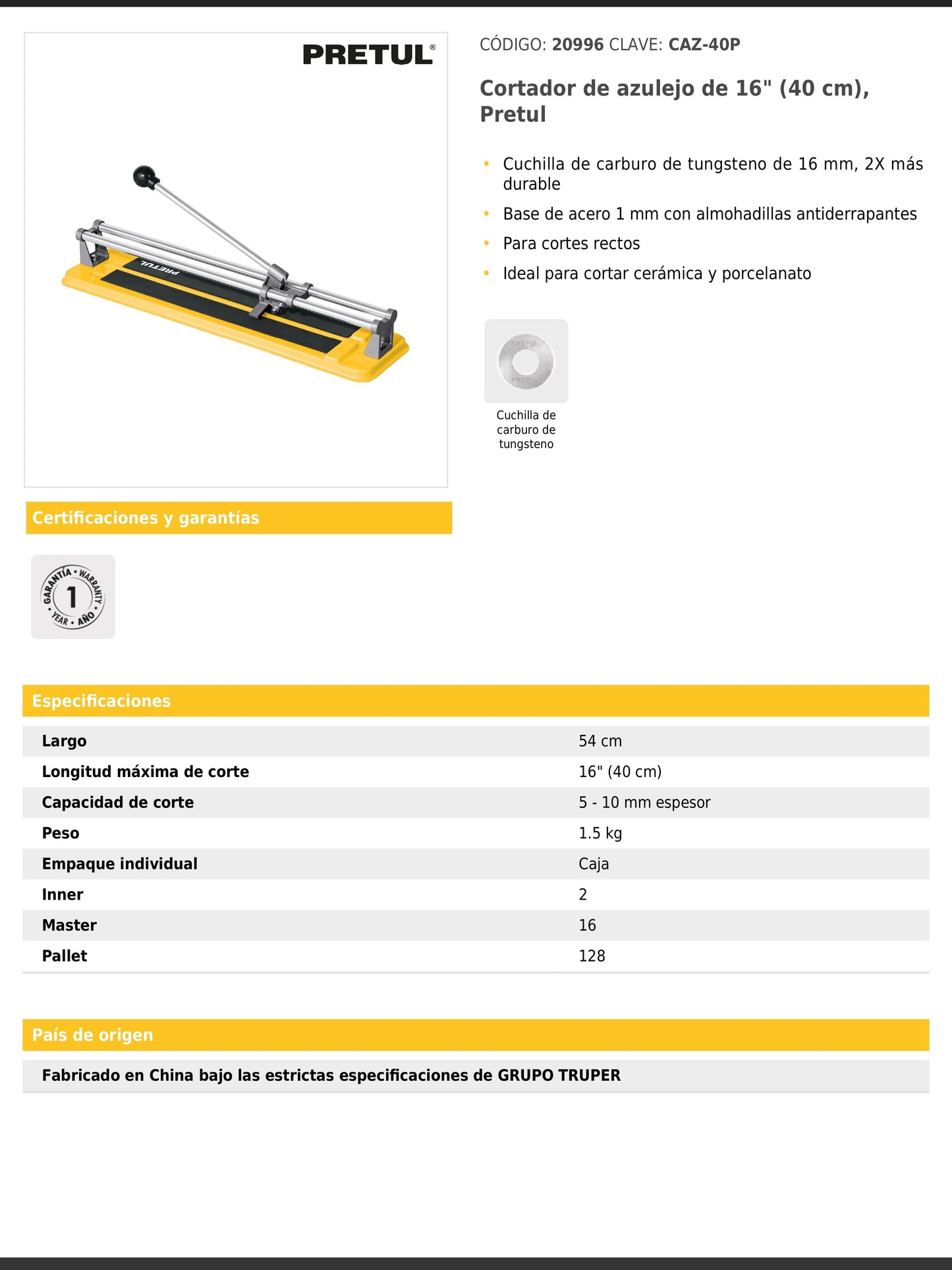 Cortador de azulejo de 40 cm