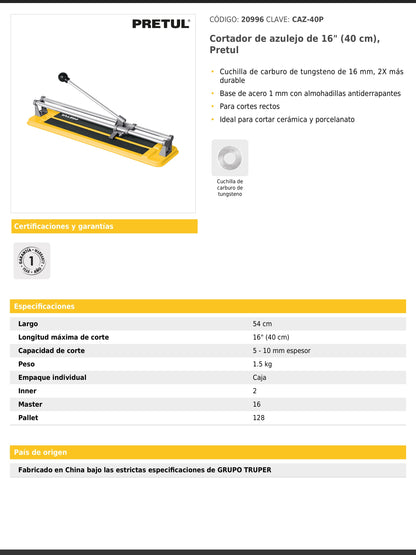 Cortador de azulejo de 40 cm