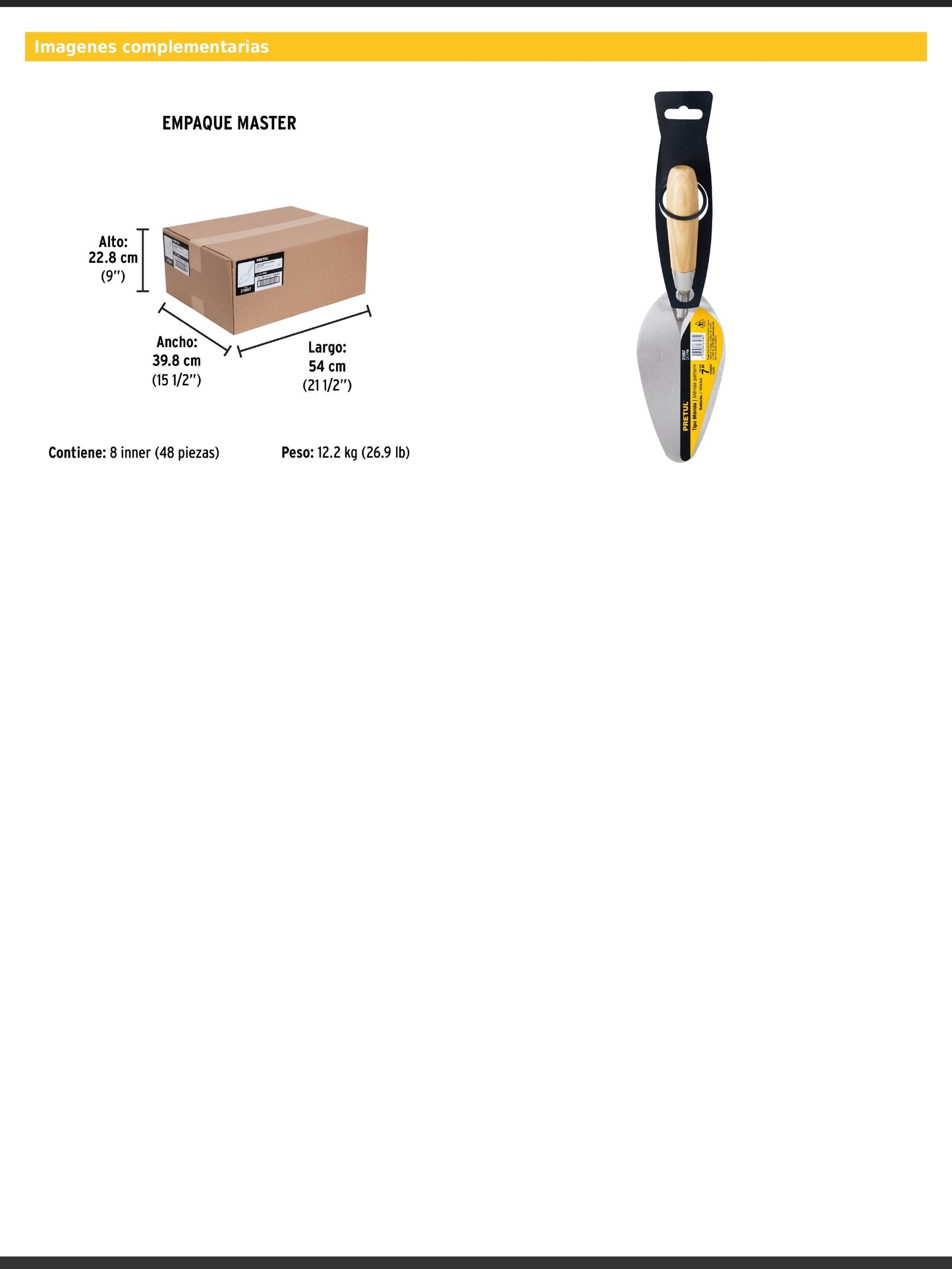 Cuchara para albañil de 7" tipo Mérida