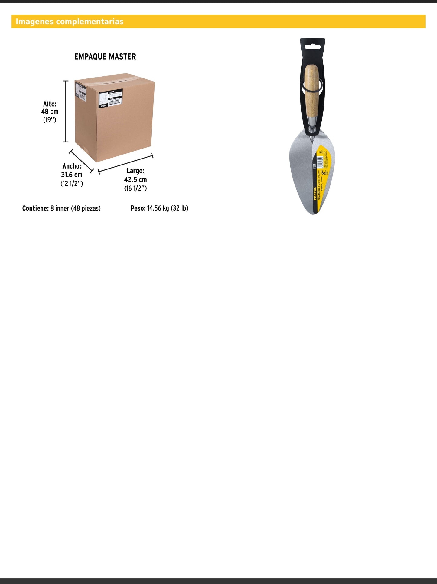 Cuchara para albañil de 8" tipo Mérida