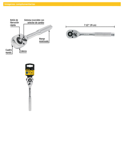Matraca de cuadro 3/8 con liberación rápida
