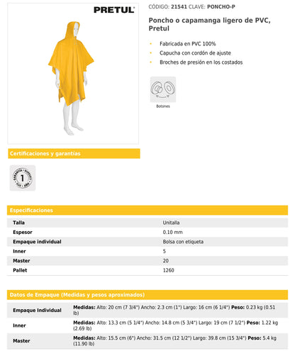 Poncho o capamanga ligero de PVC