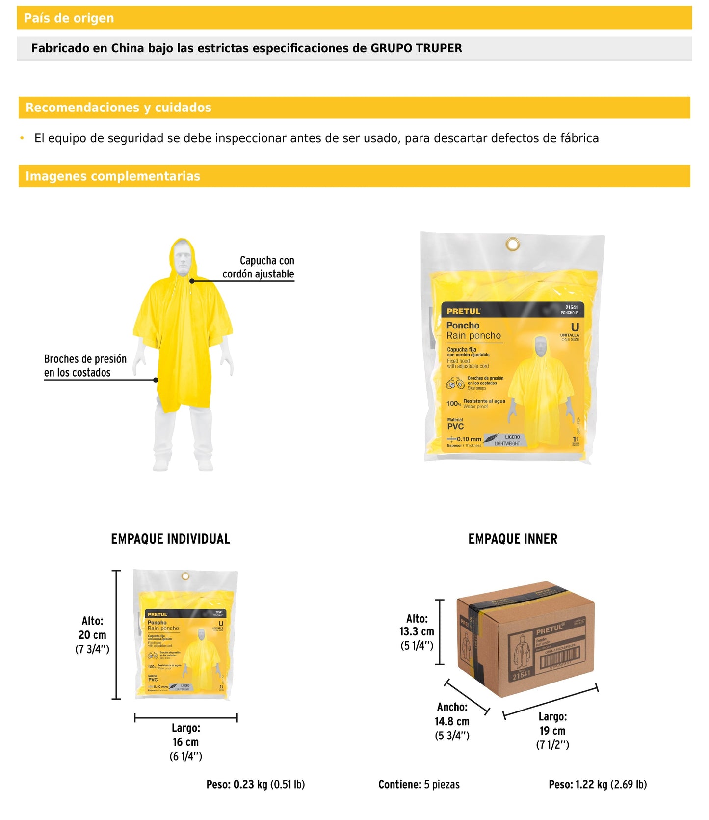 Poncho o capamanga ligero de PVC