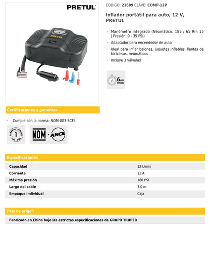 Compresor de aire para auto 12 V