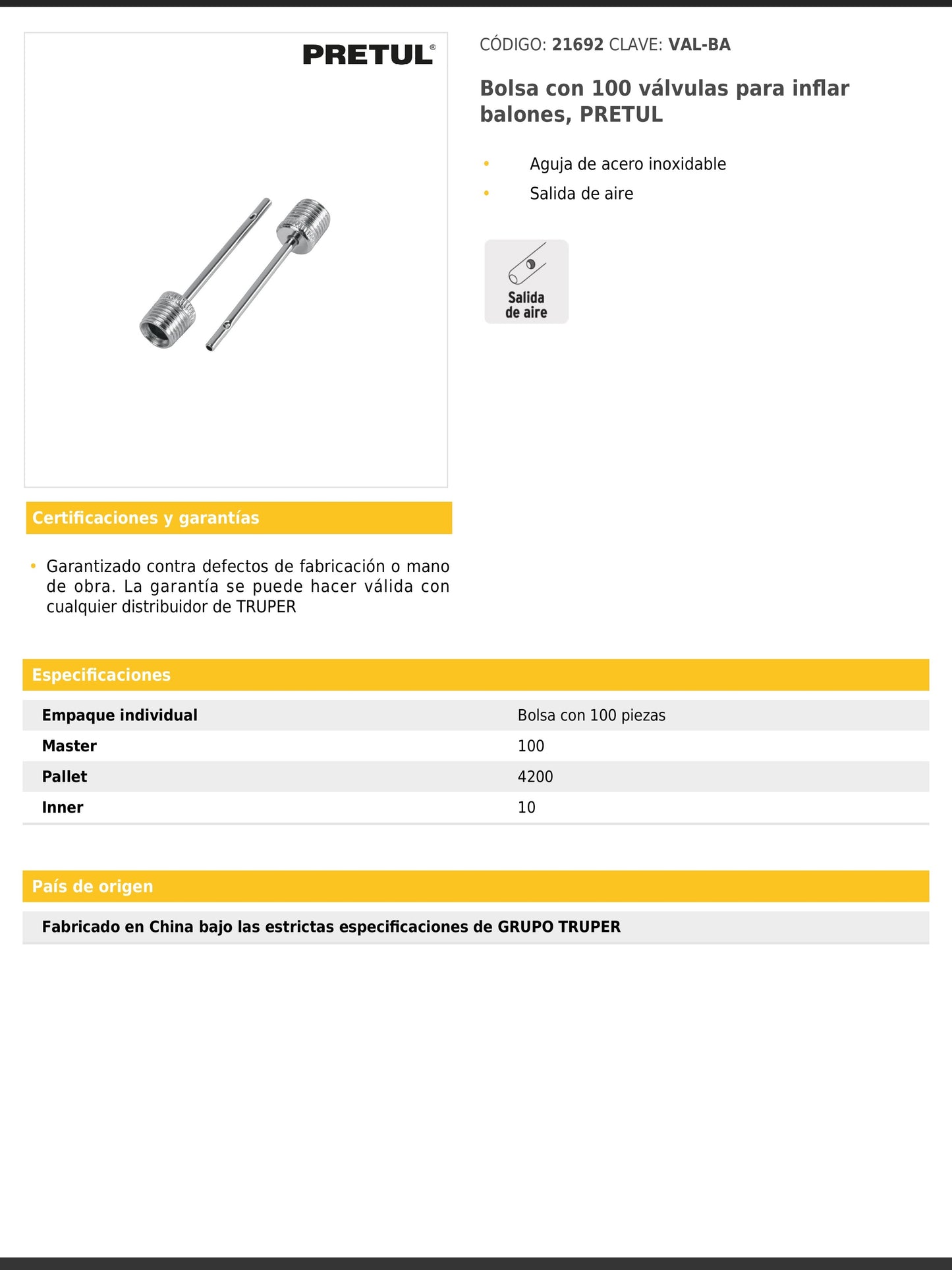 Bolsa con 100 válvulas para inflar balones