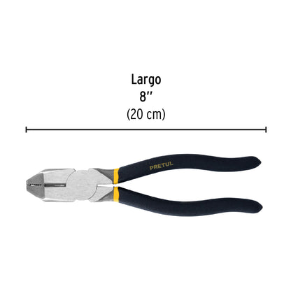 Pinza para electricista de 20 cm uso rudo con mango de PVC