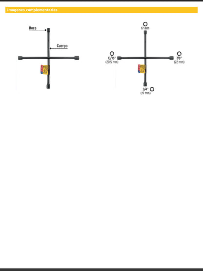 Llave de cruz de 45 cm en acabado negro mate