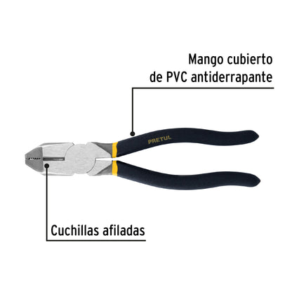 Pinza para electricista de 23 cm uso rudo con mango de PVC