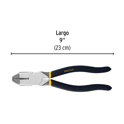 Pinza para electricista de 23 cm uso rudo con mango de PVC
