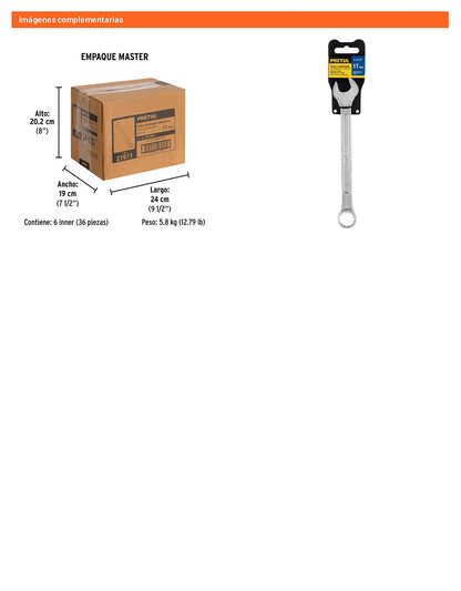 Llave combinada 17 mm con 12 puntas