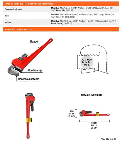 Llave stilson 24 pulg de hierro maleable