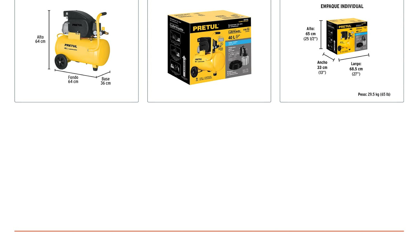 Kit compresor 40 L manguera y pistola