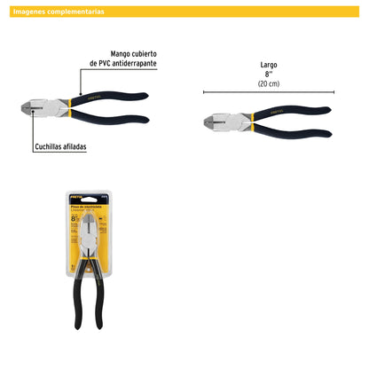 Pinza para electricista 8" uso rudo mango de PVC