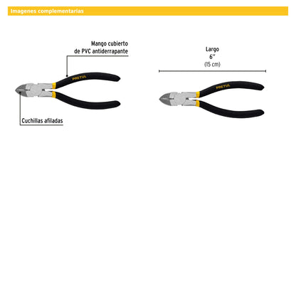 Pinza de corte diagonal 8" mango de PVC