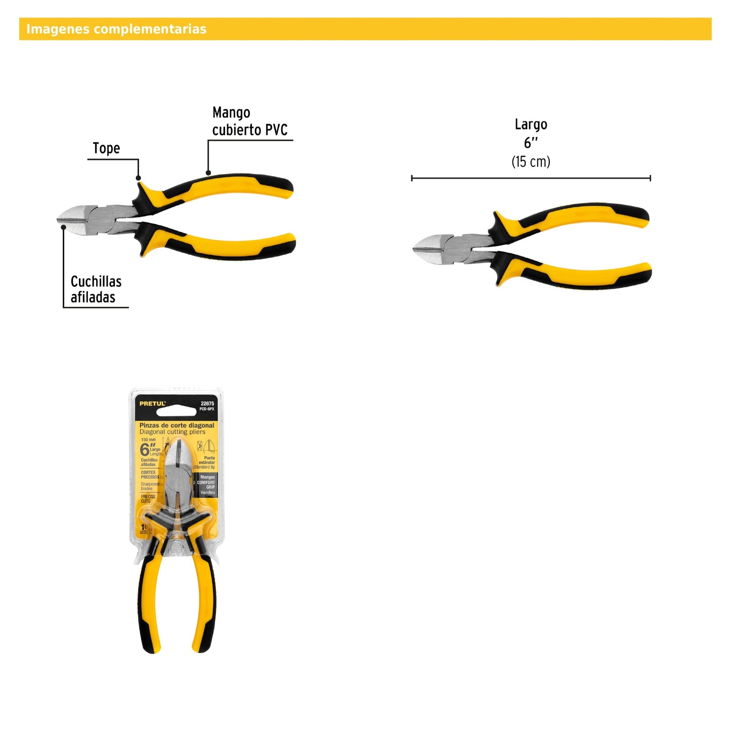 Pinzas de corte diagonal 6"mango Comfort Grip