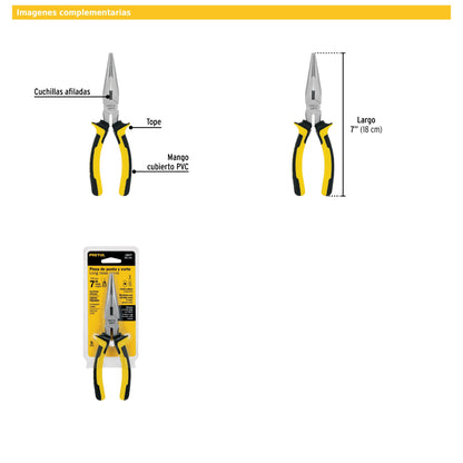 Pinza de punta y corte 7" mango Comfort Grip