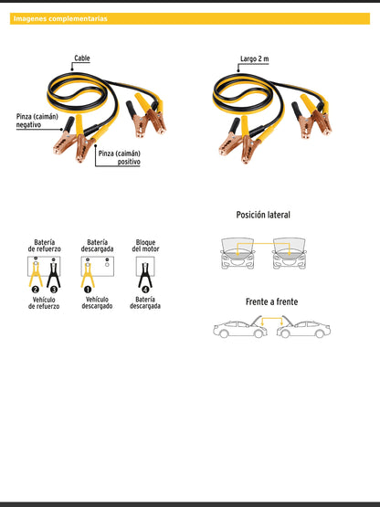 Cables pasa corriente de 2 metros 125 A calibre 10 AWG