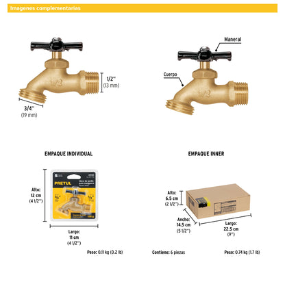 Llave nariz para jardín 1/2" en blíster