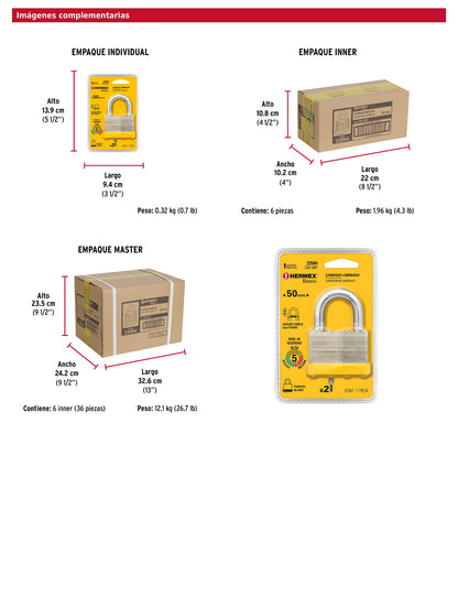 Candado laminado 50 mm gancho corto