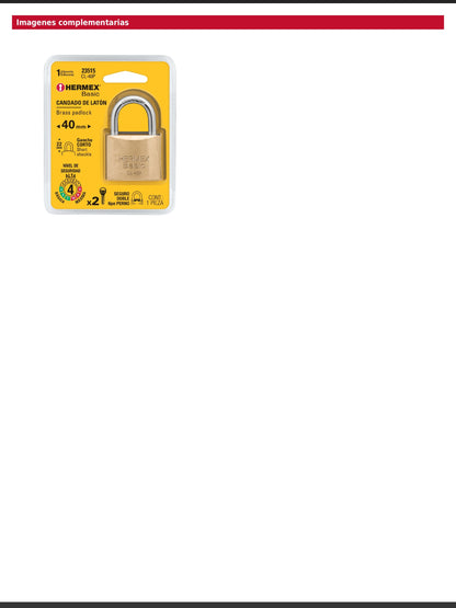 Candado de latón de 40 mm con gancho corto