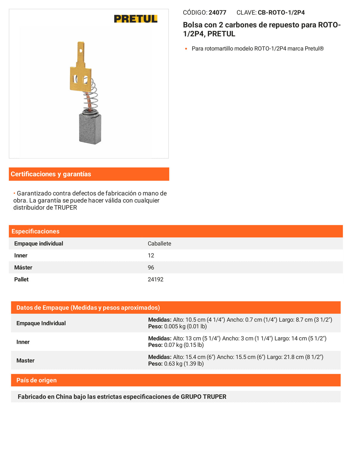 Ficha tecnica - 2 carbones para ROTO-1/2P4 - SKU 24077
