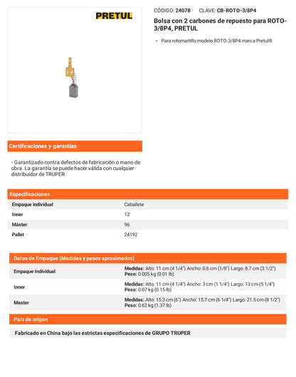Ficha tecnica - 2 carbones para ROTO-3/8P4 - SKU 24078