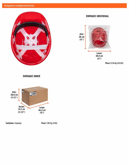 Casco de Seguridad Industrial con Ajuste por Intervalos Rojo
