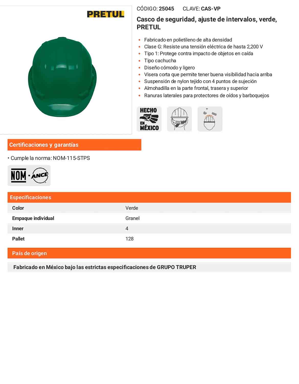 Casco de Seguridad Industrial con Ajuste por Intervalos Verde