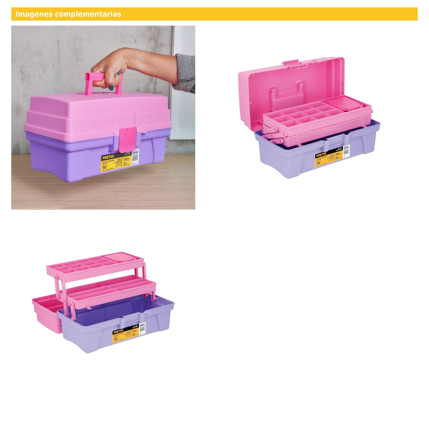 Caja cosmetiquera 14" rosa/morado