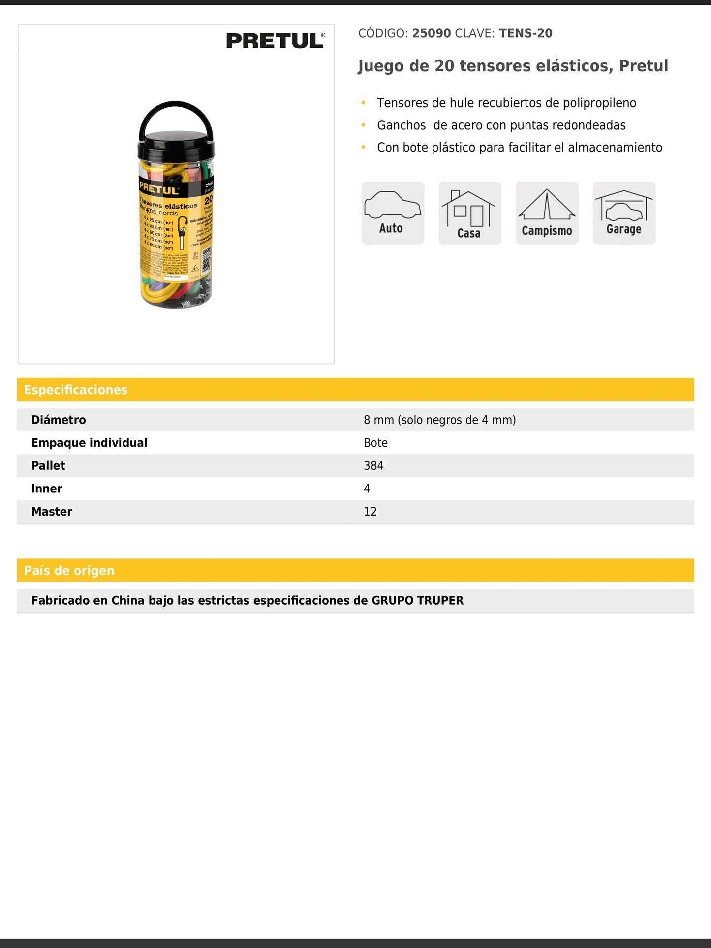 Juego de 20 tensores elásticos