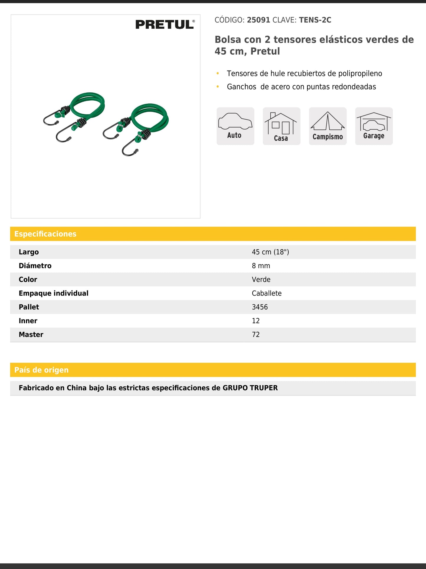Tensores elásticos verdes de 45 cm
