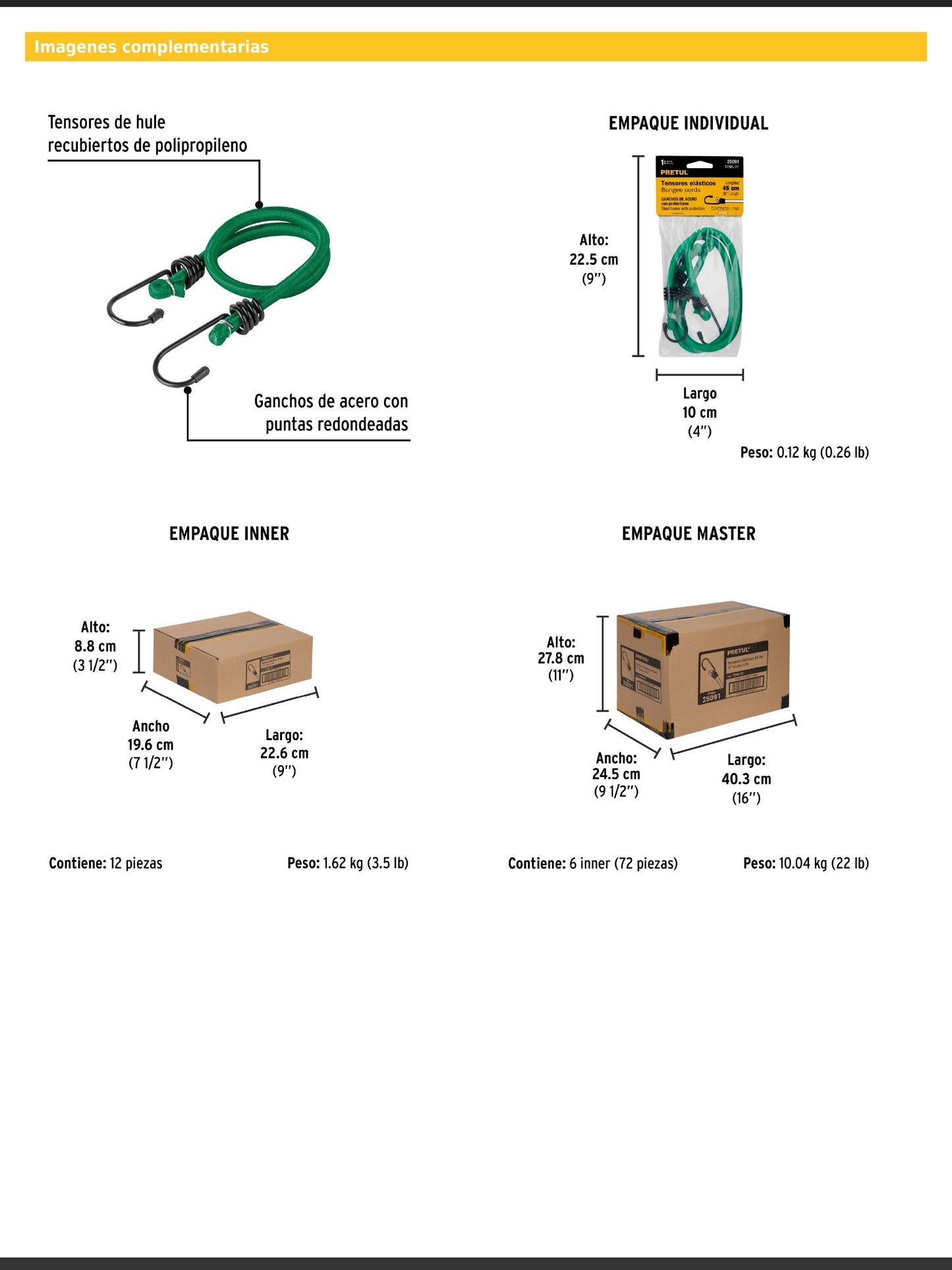 Tensores elásticos verdes de 45 cm