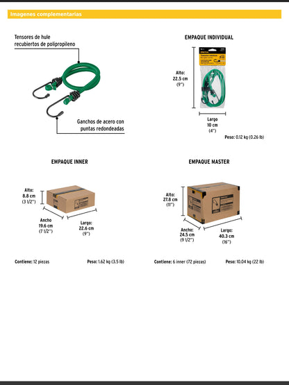 Tensores elásticos verdes de 45 cm
