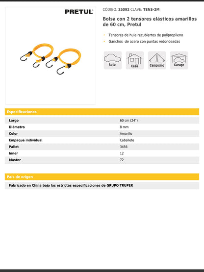 Tensores elásticos amarillos de 60 cm