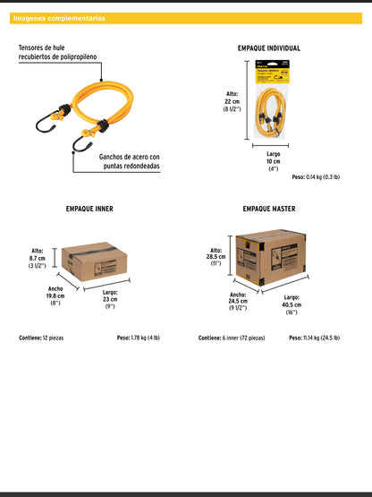 Tensores elásticos amarillos de 60 cm