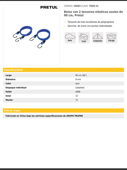 Tensores elásticos azules de 90 cm