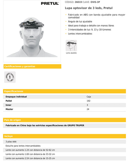 Lupa optovisor de 3 LEDs