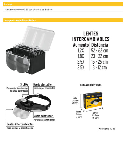 Lupa optovisor de 3 LEDs