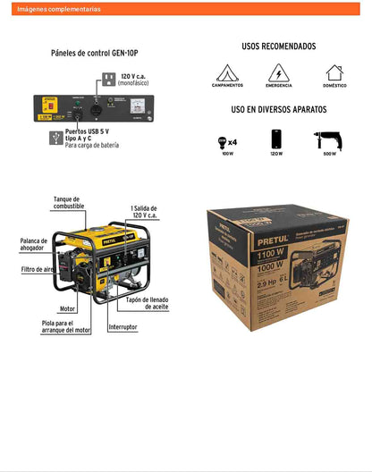 Generador portátil 1 kW a gasolina
