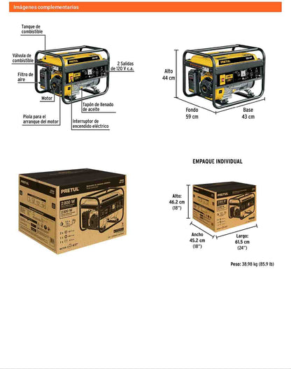 Generador portátil 2.5 kW a gasolina