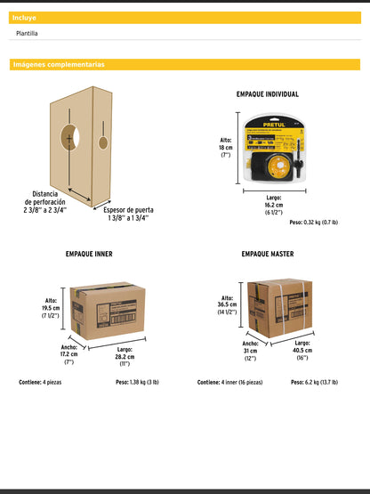 Juego de 4 piezas para instalar cerraduras