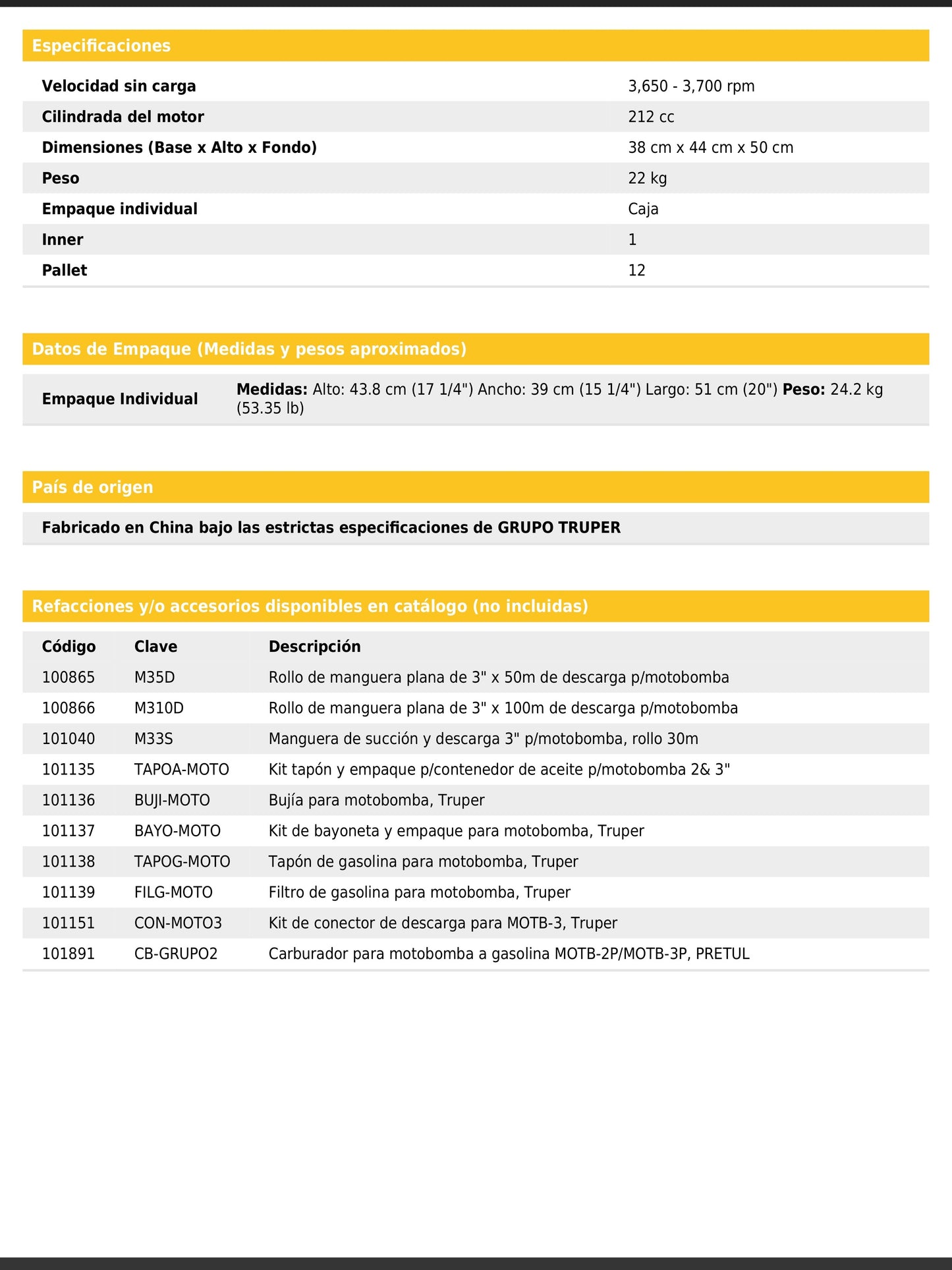Motobomba autocebante de 6.5 HP a gasolina para uso agrícola